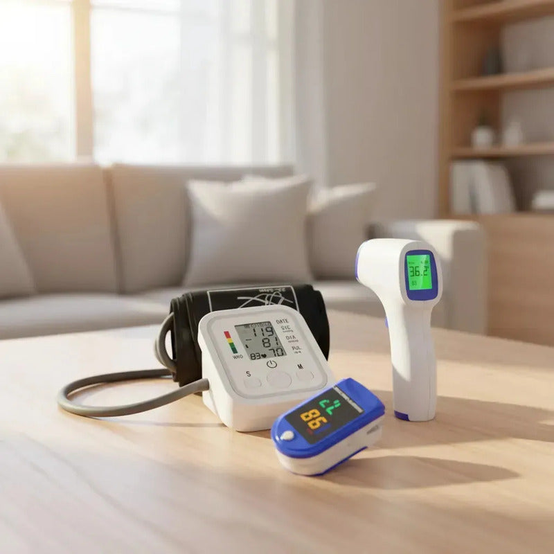 Kit De Monitoreo Medico Tensiometro Oximetro Termometro Dedo Blanco