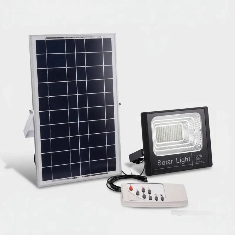 Foco Led Solar 100w Luminaria + Control Remoto Y Panel
