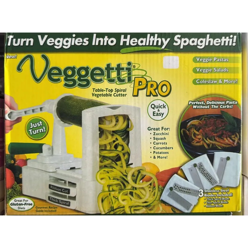 Veggetti Rallador Rotatorio 3 En 1 Espiral Verde Cortador Blanco