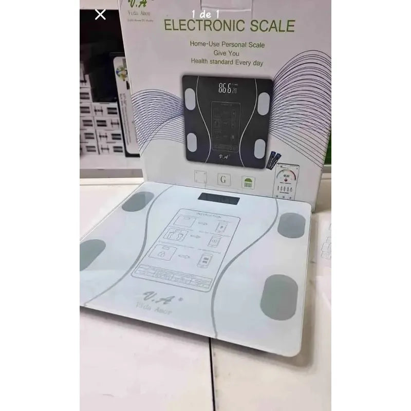 Bascula Digital Electrónica Medidor Peso Y Grasa Corporal Negro