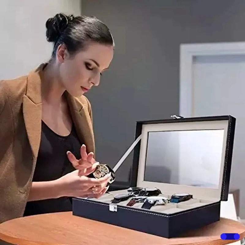 Estuche Organizador Para 12 Relojes Con Almohadillas Negro