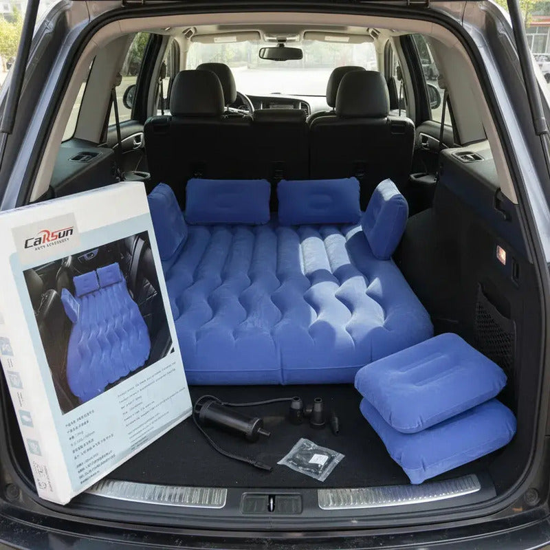 Colchón Inflable De 1.5 Plazas Para Auto Con Bomba Eléctrica, Ideal Para Viajes Y Camping Azul