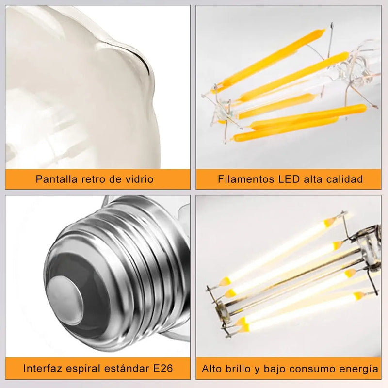Ampolleta Retro Led Vintage Luz Calida 4w Amarillo