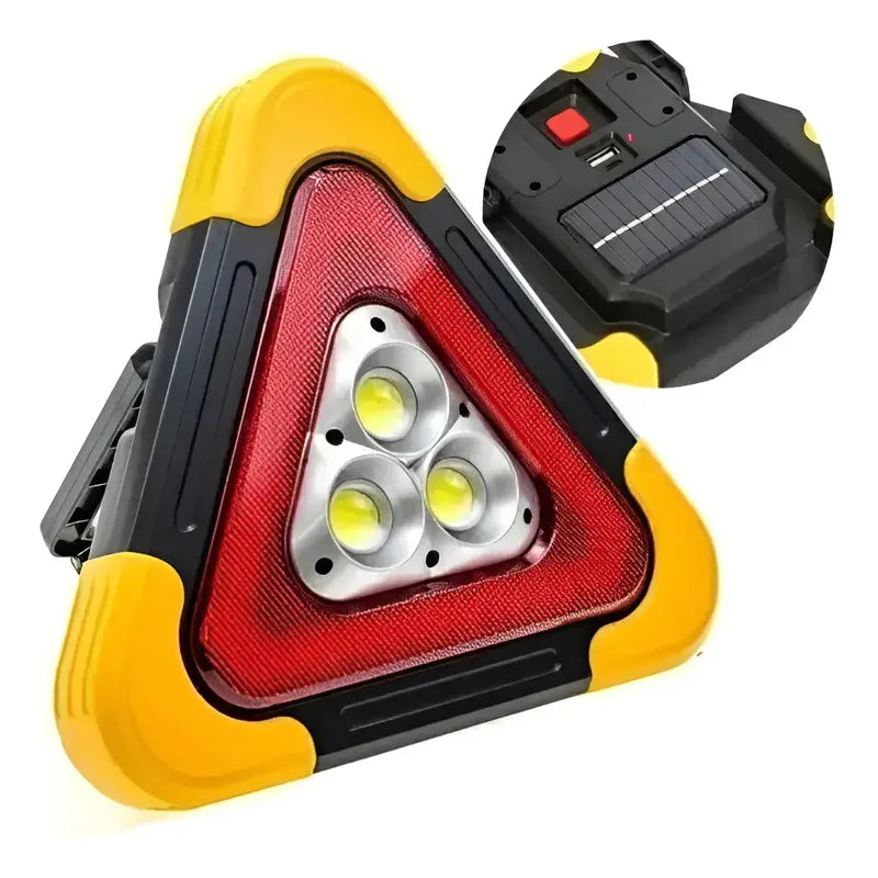 Triángulo De Seguridad Figo Con Luces Led Solares Y Soporte Para Camioneta