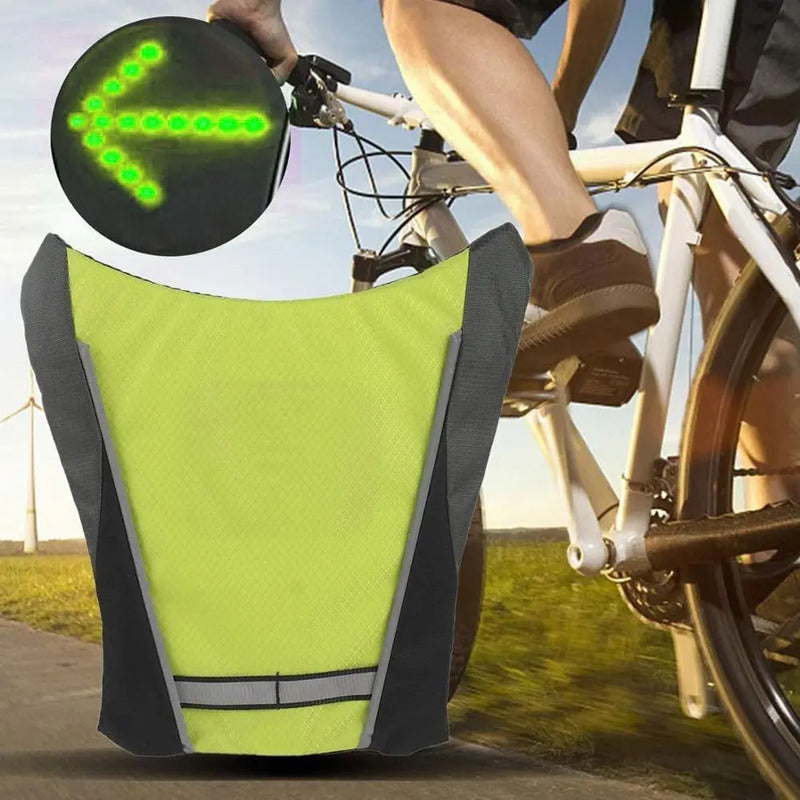 Chaleco Reflectivo Bicicleta Led Verde 2009 Indicadores Control Remoto Resistente Agua