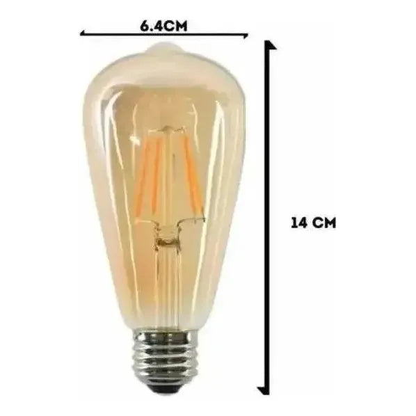 Pack 10 Ampolletas Filamento Led Vintage E27, 4w De Luz Cálida Blanco Cálido