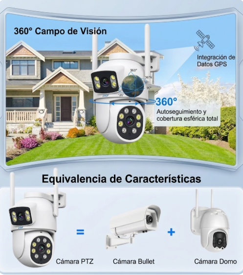 Camara Seguridad WiFi Exterior PTZ Vision Nocturna Audio Bidireccional Tasbel Inalambrica Nube MicroSD
