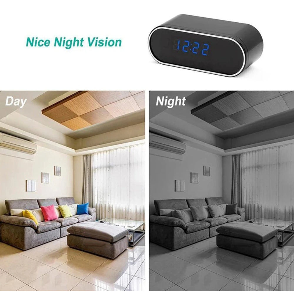 Reloj Despertador Cámara Oculta 1080 Wifi Detecta Movimiento
