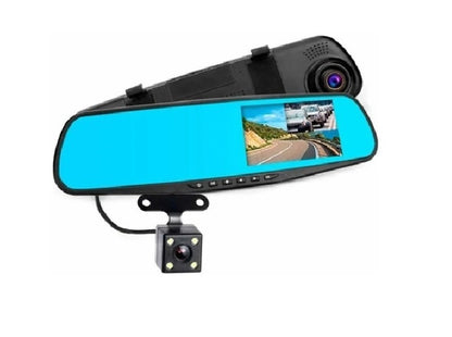 Espejo Retrovisor + Camara Frontal Y Camara Retroceso Hd Negro