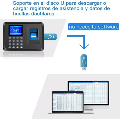 Reloj Biometrico Control de Asistencia – Huella Digital + Teclado + USB