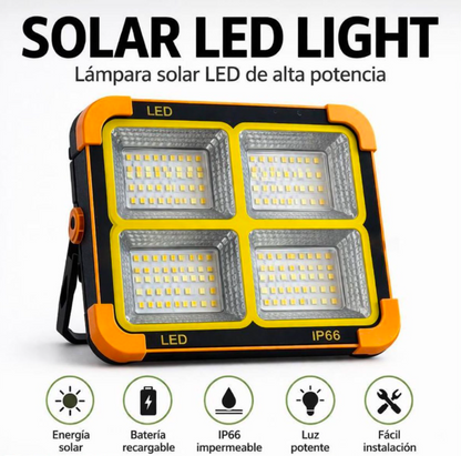 Foco Solar LED Portatil Recargable Luz de Emergencia Corte de Luz Camping Taller Exterior IP66