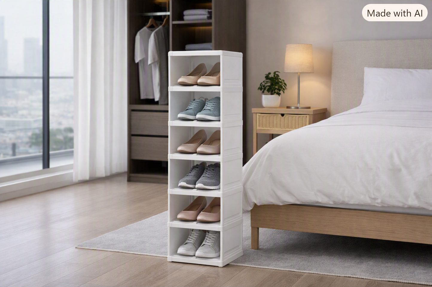 Zapatera Plegable De 6 Niveles Organizador De Almacenamiento Blanco