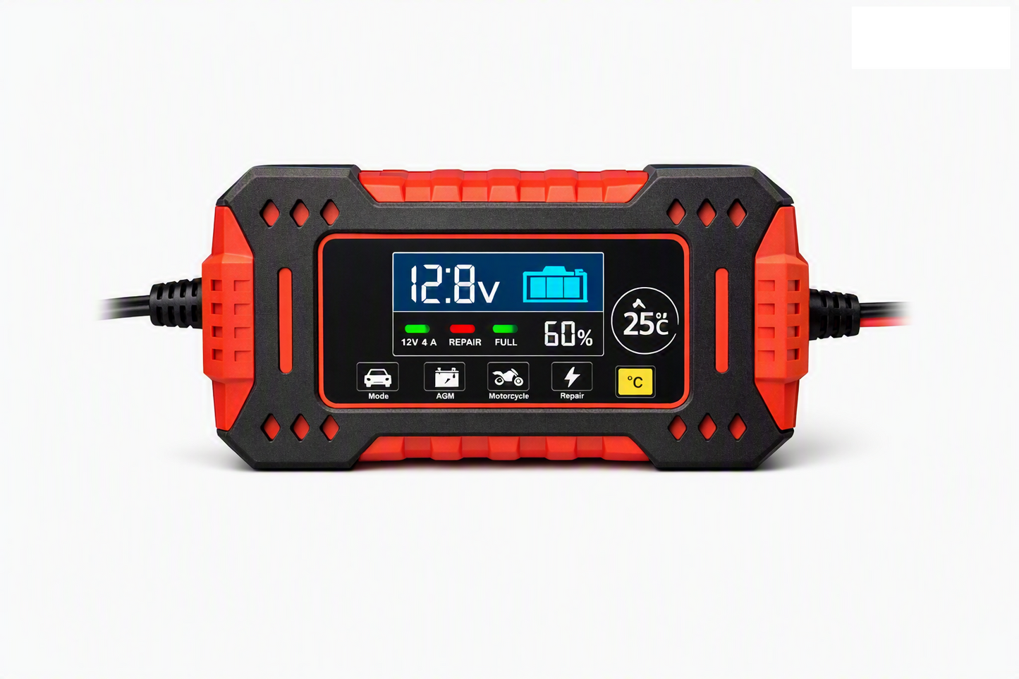Cargador Inteligente 12V  – Auto y Moto, Pantalla Digital, Múltiple Protección