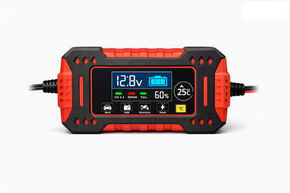 Cargador Inteligente 12V  – Auto y Moto, Pantalla Digital, Múltiple Protección