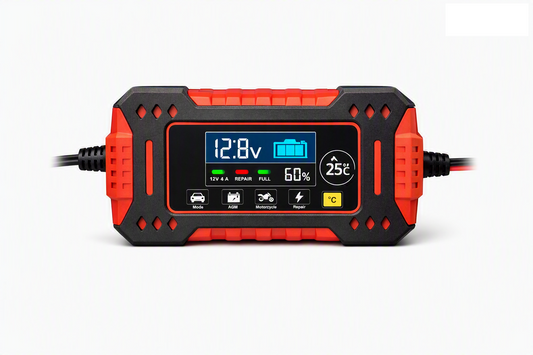 Cargador Inteligente 12V  – Auto y Moto, Pantalla Digital, Múltiple Protección