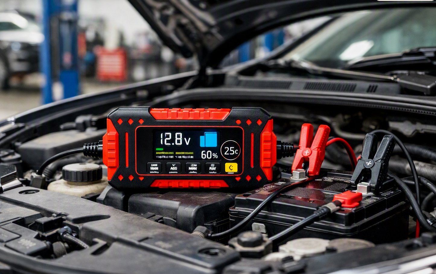 Cargador Inteligente 12V  – Auto y Moto, Pantalla Digital, Múltiple Protección