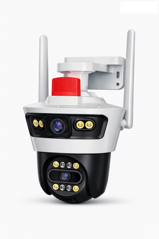 Camara de Seguridad Wifi Doble Lente Exterior PTZ 360 Vision Nocturna Full HD Audio Alarma