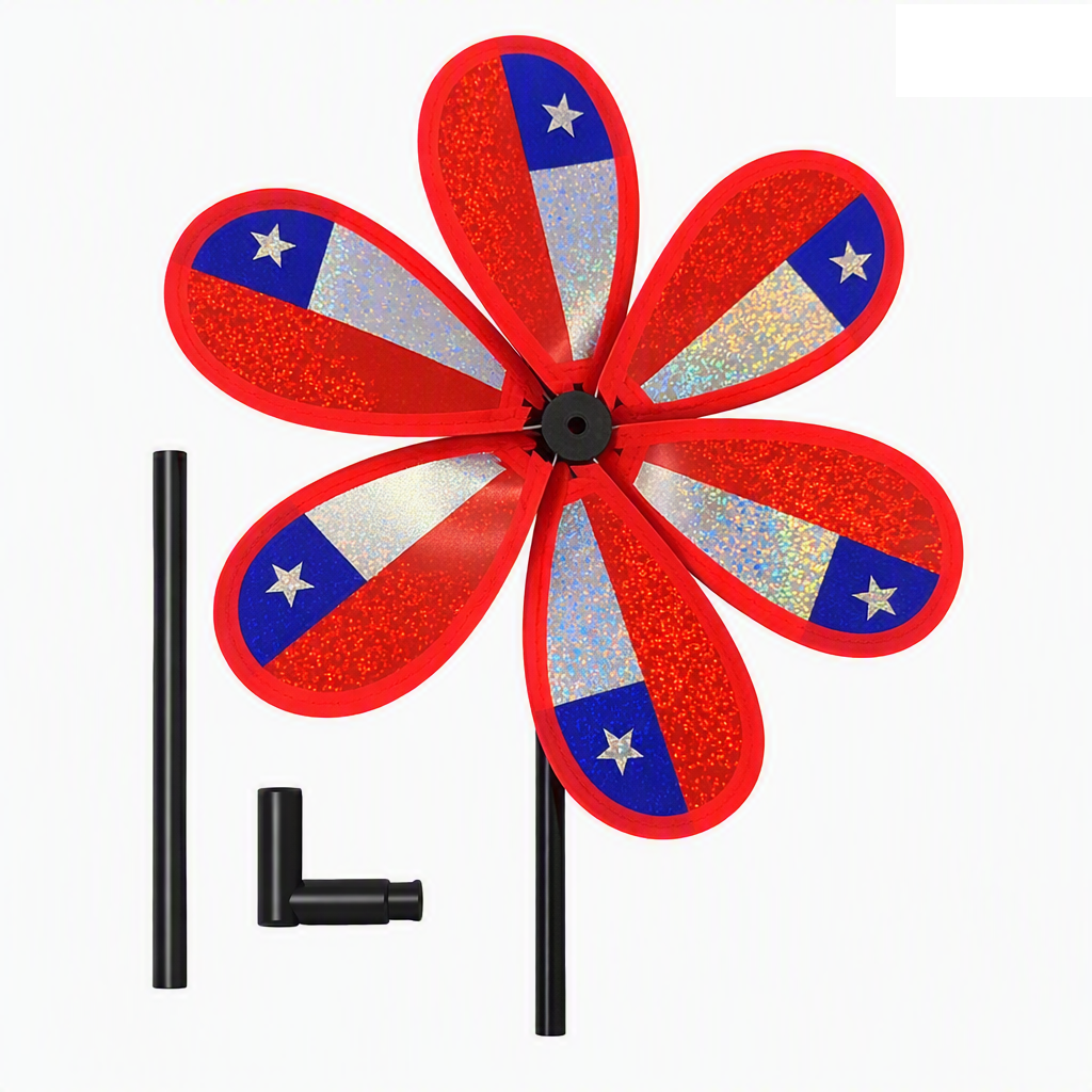 Pack 6 Remolinos Bandera de Chile  23x43 cm  Tornasol Molinillo de Viento Fiestas Patrias