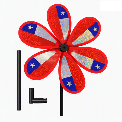 Pack 6 Remolinos Bandera de Chile  23x43 cm  Tornasol Molinillo de Viento Fiestas Patrias