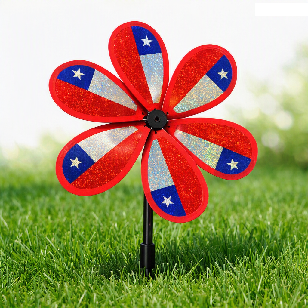 Pack 6 Remolinos Bandera de Chile  23x43 cm  Tornasol Molinillo de Viento Fiestas Patrias