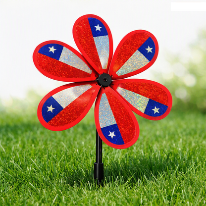 Pack 6 Remolinos Bandera de Chile  23x43 cm  Tornasol Molinillo de Viento Fiestas Patrias