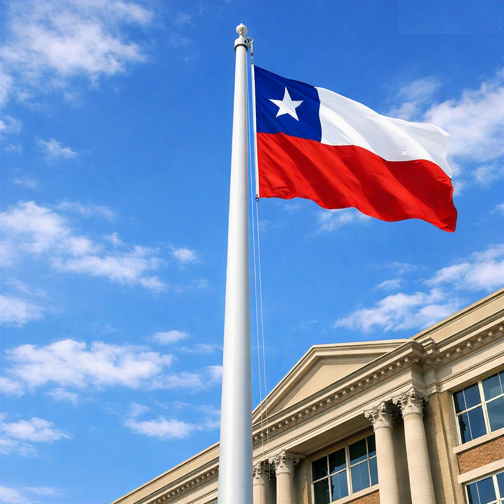 Bandera Chilena Bordada 200x300 cm Tela Poliester Mastil Fachada Colegio Empresa Fiestas Patrias