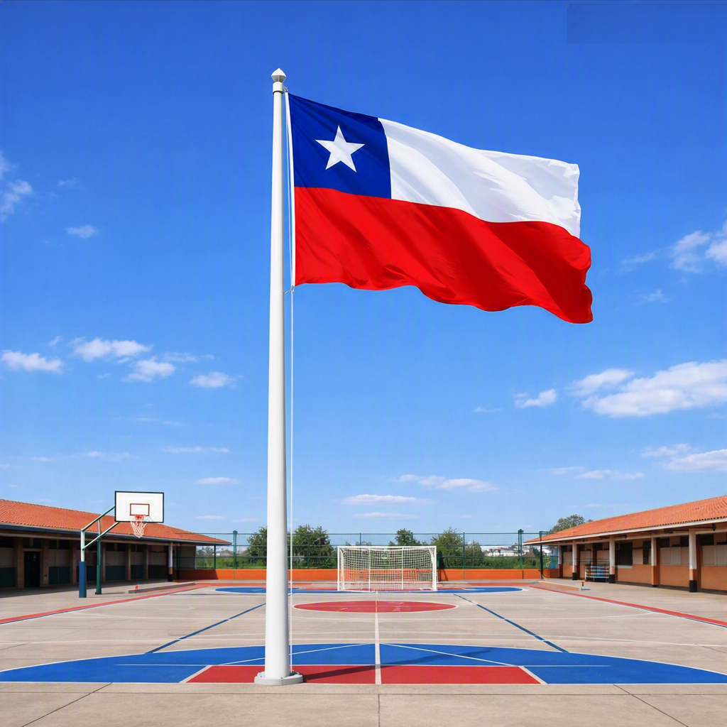 Bandera Chilena Bordada 200x300 cm Tela Poliester Mastil Fachada Colegio Empresa Fiestas Patrias