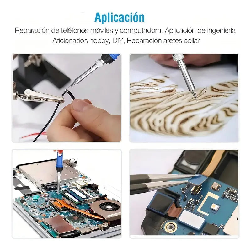 Kit Soldador De Estaño Eléctrico 60w Tipo Lápiz Temperatura Ajustable Genérica