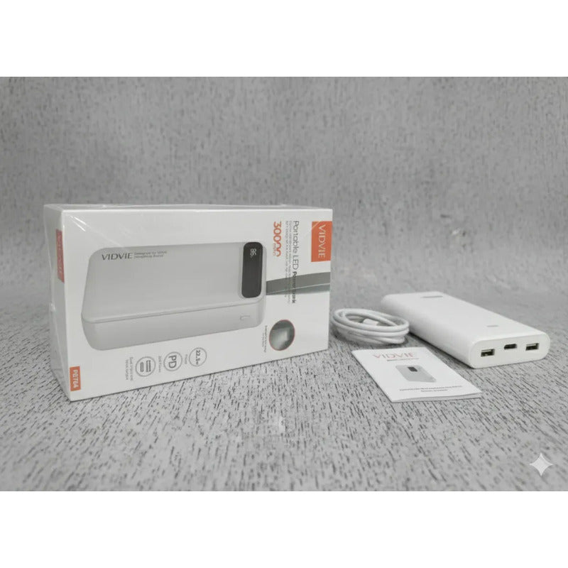Powerbank Vidvie 30000 Mah Cargador Portatil Viaje Premium Blanco