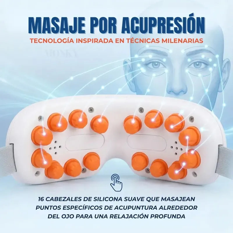 Masajeador Ocular Inteligente Con Compresión Y Calor Para Aliviar La Fatiga Y Ojeras Figoimport Blanco