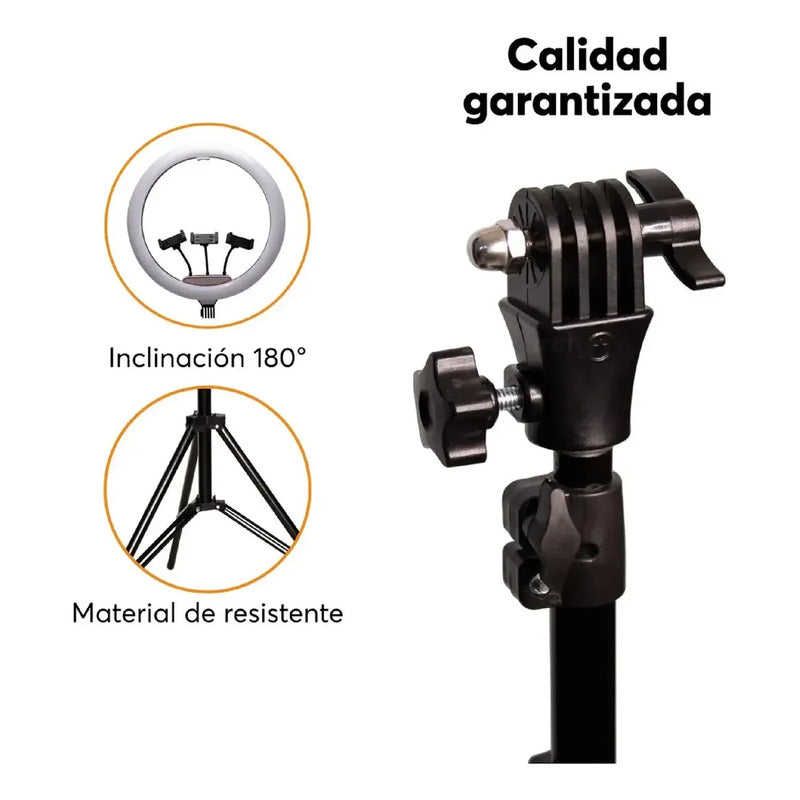Aro De Luz Led Suave Para Fotografia Con Soportes Celular Fi Negro Luz Cálida - Luz Fría Luz Amarilla