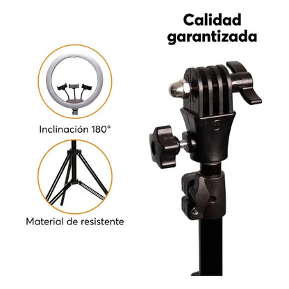 Aro De Luz Led Suave Para Fotografia Con Soportes Celular Fi Negro Luz Cálida - Luz Fría Luz Amarilla