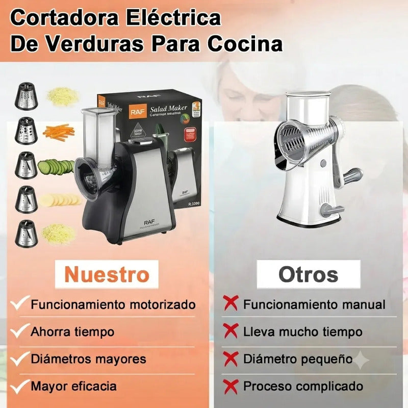 Rallador Eléctrico Cortador De Verduras Utensilios De Cocina Negro