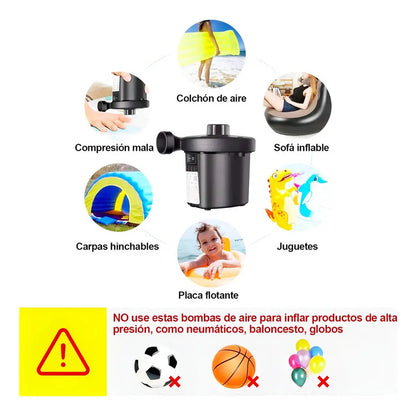 Bomba De Aire Eléctrica Portátil Para Inflables Y Colchones, Con Función Inflador Y Desinflador