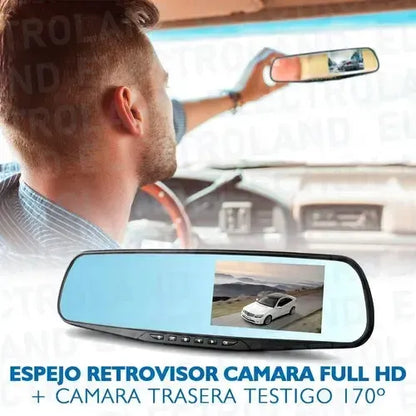 Espejo Retrovisor + Camara Frontal Y Camara Retroceso Hd Negro