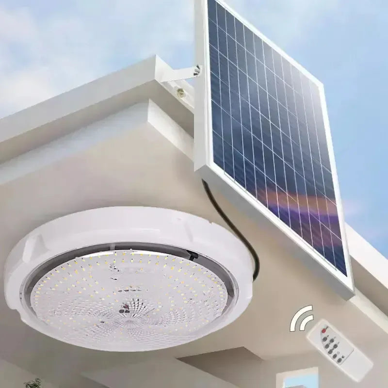Lampara Plafon Sensor Movimient Redonda De Techo Solar 100w Blanco