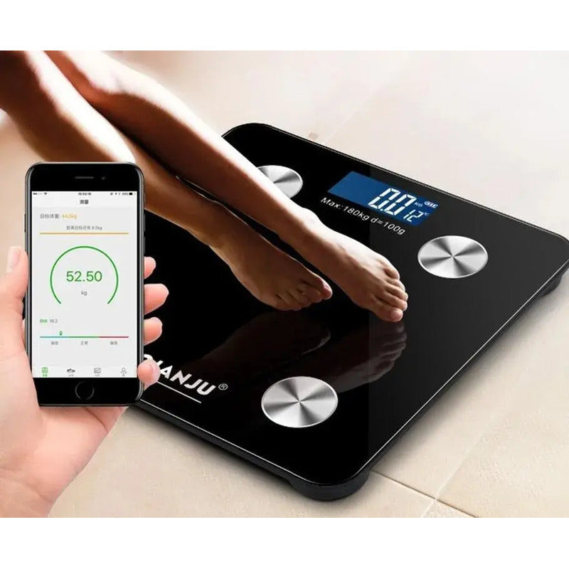 Pesa Balanza Digital Arca Bluetooth Baño Con App Negro Vidrio Hasta 180kg