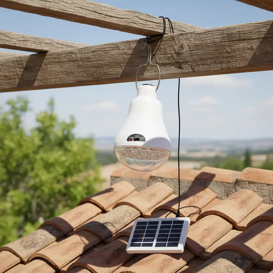 Ampolleta 10w Solar + Panel 7 Horas De Luz + Usb Led