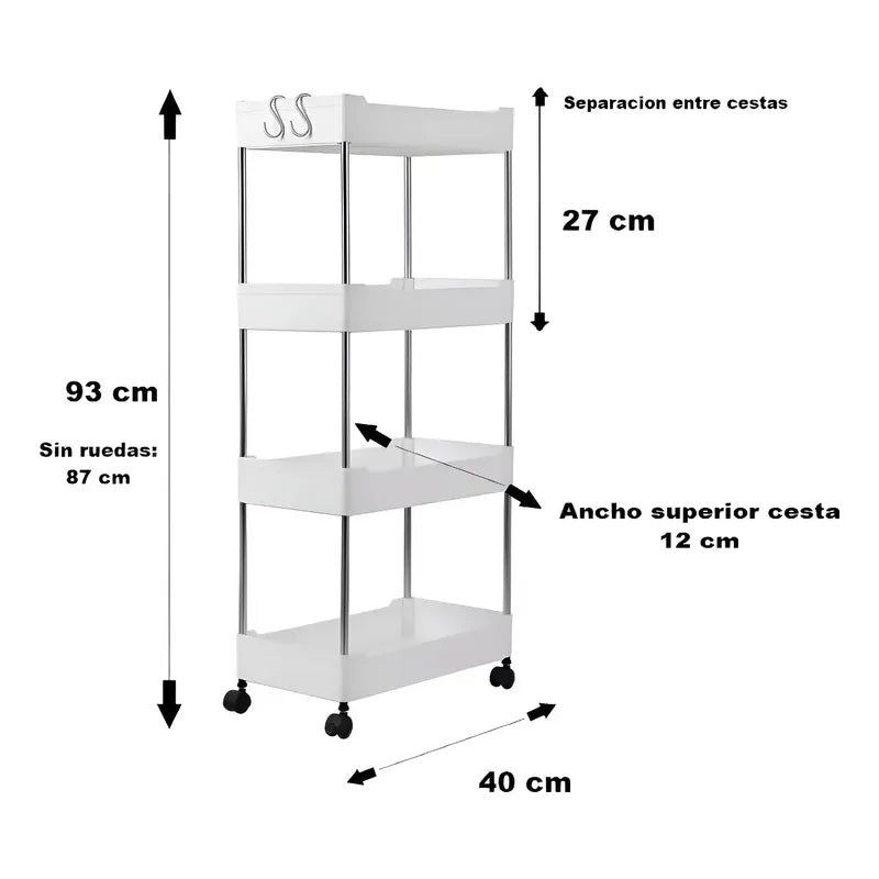 Organizador Baño Carro Cocina Organizador Cocina 4 Niveles Blanco