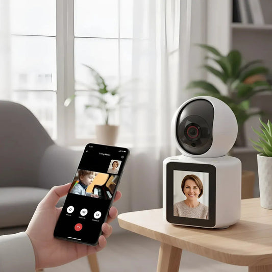 Camara De Videollamadas Interior Wifi 1080p Pantalla Hd 2.8 Pulgadas Ideal Monitoreo Cuidado Adulto Mayor Ninos Bebes... Blanco