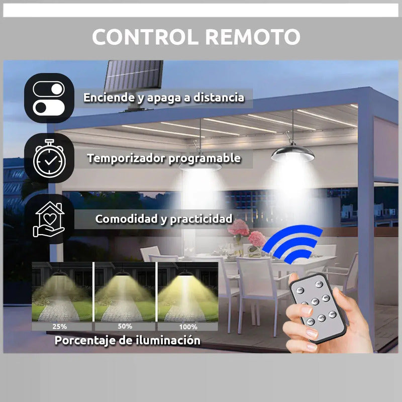 Lampara Led Solar Colgante 120º Con Control 120w 1 Unidad Negro