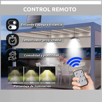 Lampara Led Solar Colgante 120º Con Control 120w 1 Unidad Negro