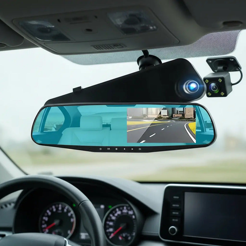 Espejo Retrovisor Con Cámara Frontal Y De Retroceso Hd Para Auto
