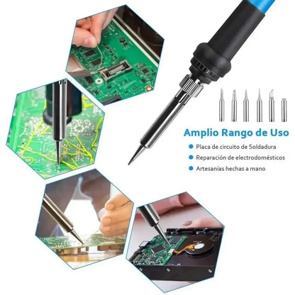 Kit Cautín Soldador Profesional Para Electrónica 60w