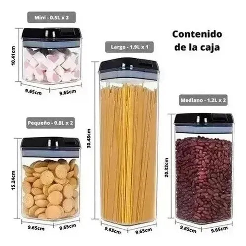 Juego De Recipientes Herméticos Para Alimentos 7 Unidades