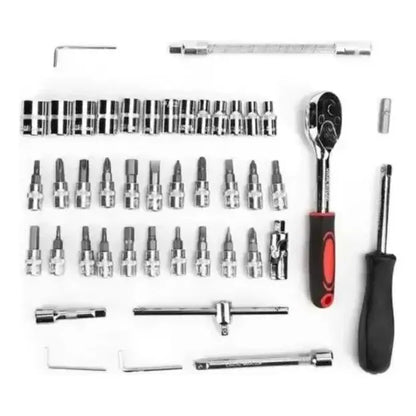 Juego Herramientas Mecánicas Figoimport Autocle Dados 46 Piezas Rojo