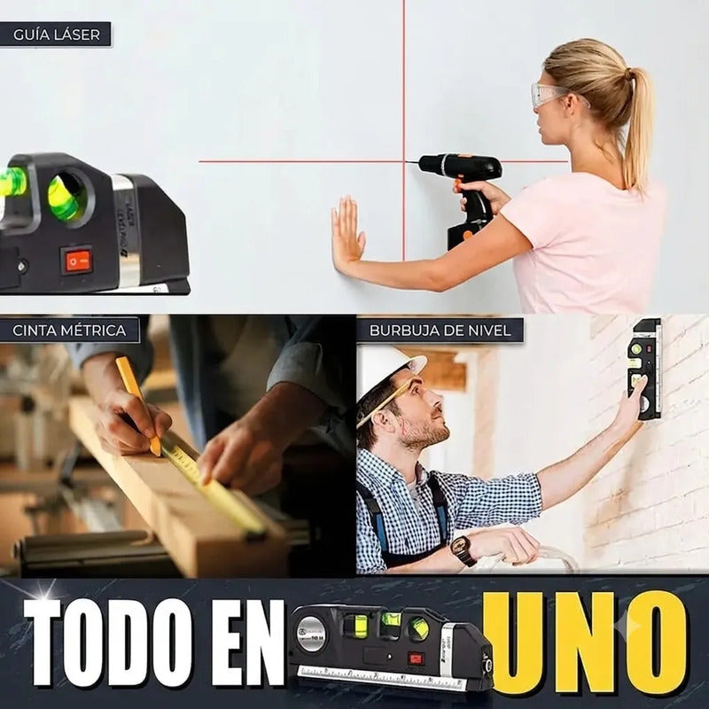 Nivel Laser Multiuso Con Burbuja Y 3 Modos Flexometro De 5m