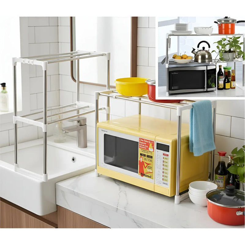Estante De Cocina Para Horno Microondas Hogar Plateado