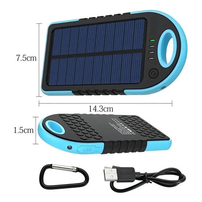 Cargador Portátil Solar Power Bank 10,000 Mah Impermeable Azul Usb