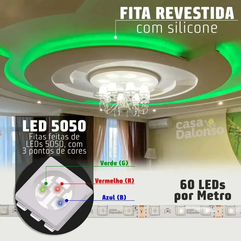 Luces Led Tira Rgb Multicolor Con Adaptador Control Remoto Rgb